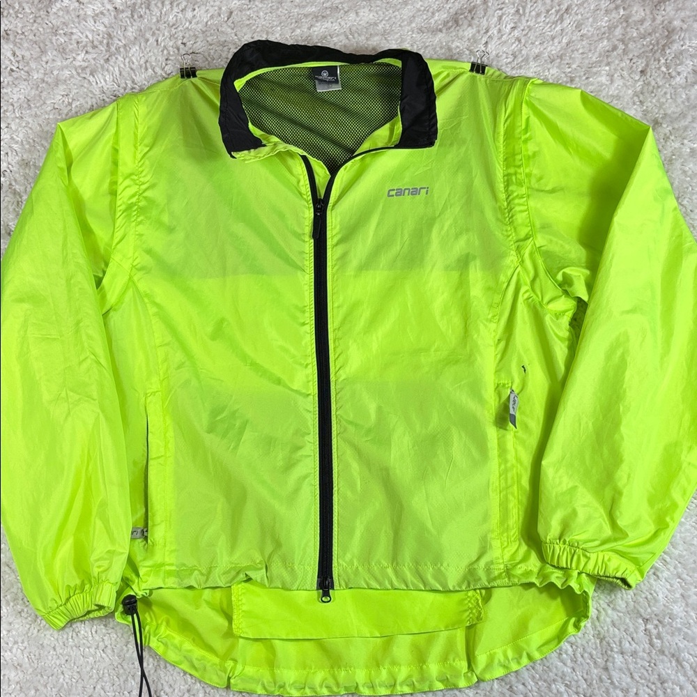 Canari Men’s Hi-Vis Cycling Windbreaker Jacket/Vest Zip-Off Sleeves Size Large